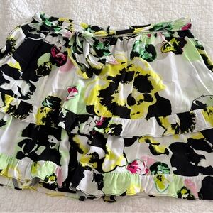 Peter Som Black and Yellow Floral Mini Skirt